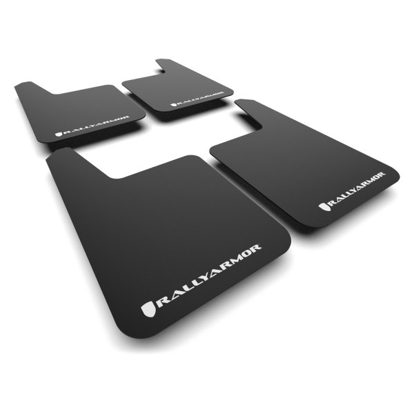 Rally Armor® MF20-BAS-WH - Basic Plus Series Black Mud Flaps with White ...