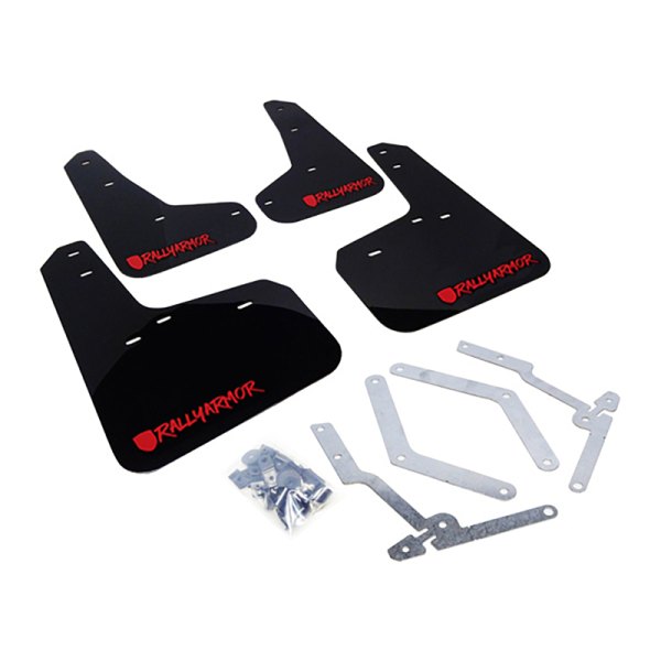  Rally Armor® - UR Series Black Mud Flap Kit with Red Rally Armor Logo and Altered Font