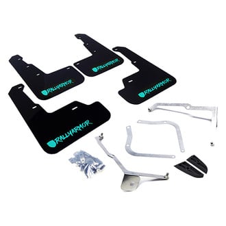 Rally Armor® - UR Series Black Mud Flap Kit with Teal Rally Armor Logo and Altered Font