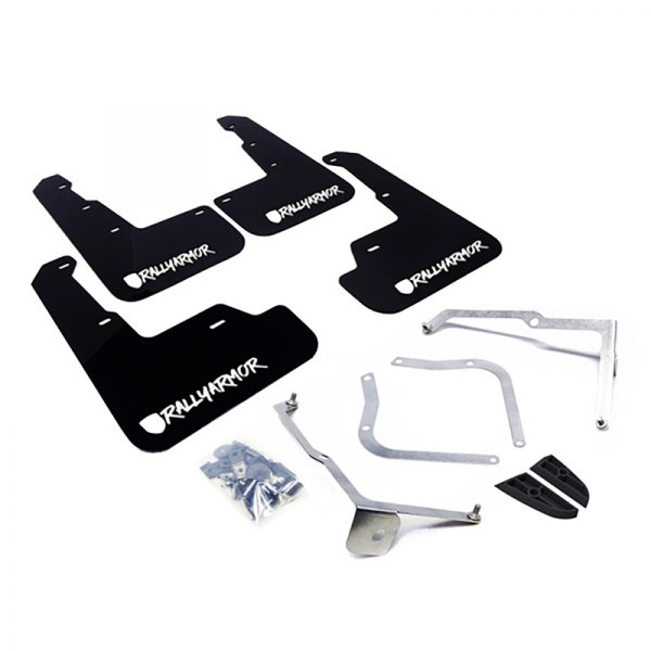  Rally Armor® - UR Series Black Mud Flap Kit with White Rally Armor Logo and Altered Font