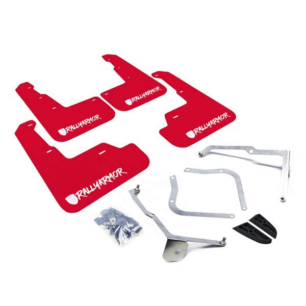  Rally Armor® - UR Series Red Mud Flap Kit with White Rally Armor Logo and Altered Font