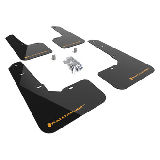 Rally Armor® - UR Series Black Mud Flap Kit with Wild Orange Rally Armor Logo
