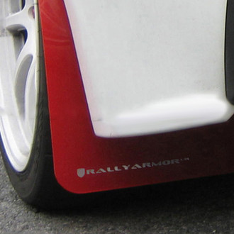 Rally Armor® - UR Series Red Mud Flap Kit with White Rally Armor Logo