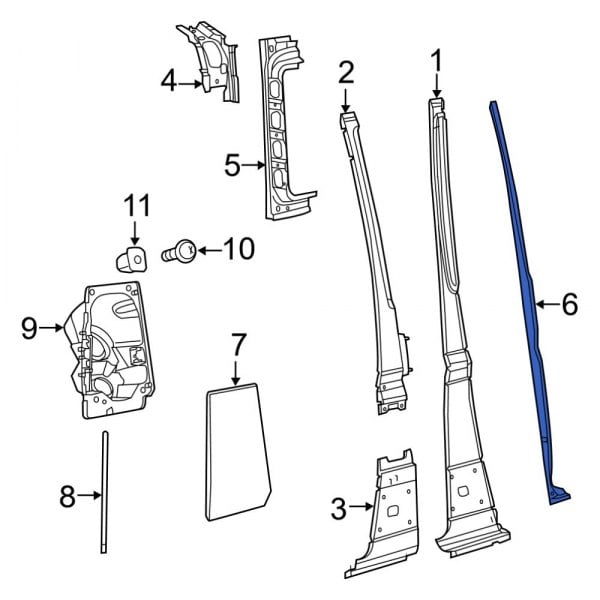 Ram OE 68196144AA - Left Body B-Pillar Reinforcement