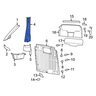 Ram OE - Left Upper Door Pillar Post Trim Set