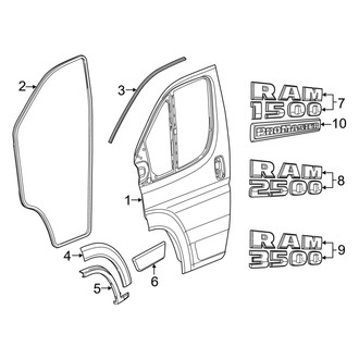Ram OE - Front Door - Exterior Trim (Extended Cargo Van / Standard Cargo Van)