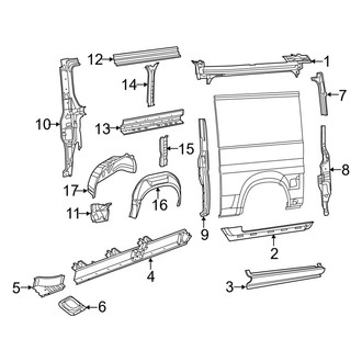 Ram OE - Side Panel - Inner Structure (Driver, With Dual Doors), (Standard Cargo Van)
