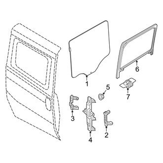 Ram OE - Side Loading Door - Glass & Hardware (Movable Glass), (SLT / Tradesman SLT)