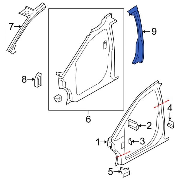 Ram OE 5109491AH - Left Body B-Pillar Reinforcement