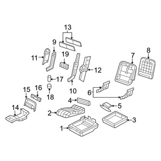 Ram OE - Seats & Tracks - Front Seat Components (Split Bench, 20% Seat, With Lwr Storage), (2500 / 3500 Regular Cab / Crew Cab / Mega Cab)