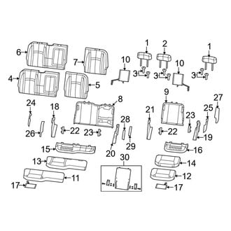 Ram OE - Seats & Tracks - Rear Seat Components (Split Bench Seat 60/40), (Laramie / Laramie Longhorn / Power Wagon / SLT / ST Crew Cab)