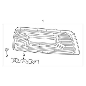 Ram OE - Grille & Components (Design: "Ram" Nameplate), (2500 / 3500 Regular Cab / Crew Cab / Mega Cab)
