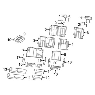 Ram OE - Seats & Tracks - Rear Seat Components (Split Bench Seat), (Regular Cab / Crew Cab / Mega Cab)