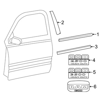 Ram OE - Front Door - Exterior Trim (2500 / 3500 Regular Cab / Crew Cab / Mega Cab)