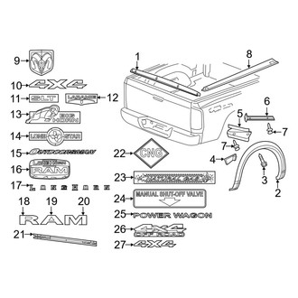 Ram OE - Pick Up Box - Exterior Trim (2500 / 3500 Regular Cab / Crew Cab / Mega Cab)