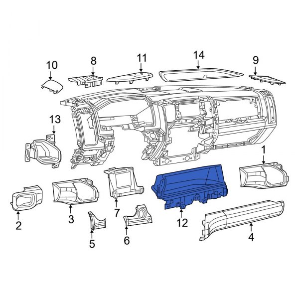 Ram OE 6YS62TX7AA Instrument Panel Storage Compartment