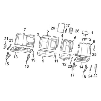 Ram OE - Seats & Tracks - Rear Seat Components (Split Bench Seat), (Big Horn / Laramie / Laramie Longhorn / Limited / Lone Star / Power Wagon / Tradesman Crew Cab)