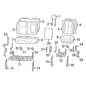 Ram OE - Seats & Tracks - Rear Seat Components (Split Bench Seat), (Big Horn / Laramie / Laramie Longhorn / Limited / Lone Star Mega Cab)