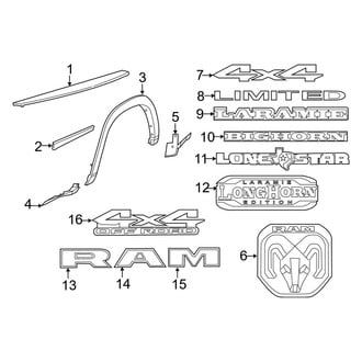 Ram OE - Pick Up Box - Exterior Trim (8' Bed, Trim & Emblems)