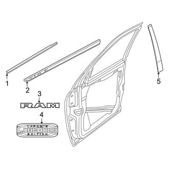 Ram OE - Front Door - Exterior Trim (Regular Cab / Crew Cab / Mega Cab)