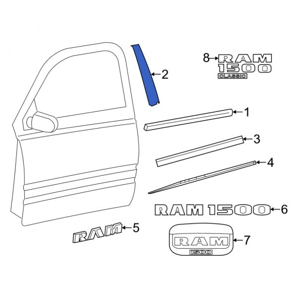 Ram OE 5NL311X9AA Rear Left Door Applique