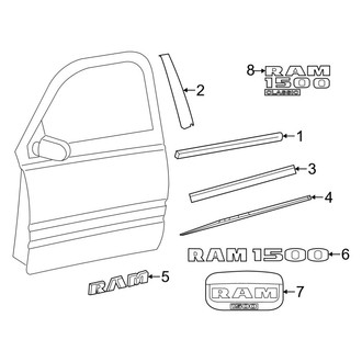 Ram OE - Front Door - Exterior Trim (1500 Regular Cab / Quad Cab / Crew Cab)