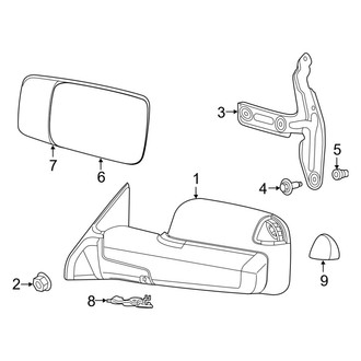 Ram OE - Front Door - Outside Mirrors (Manual Mirrors, With Towing Mirrors), (1500)