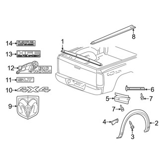 Ram OE - Pick Up Box - Exterior Trim (8' Bed), (1500)