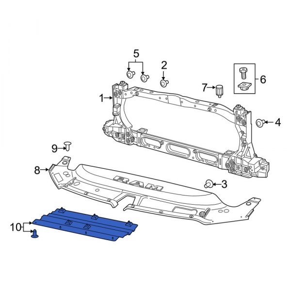 Ram OE 68276399AA Front Radiator Support Air Deflector