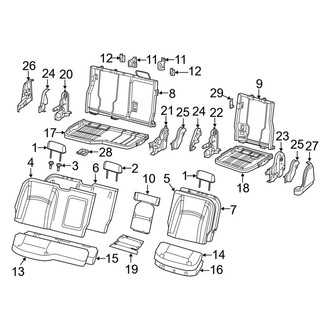Ram OE - Seats & Tracks - Rear Seat Components (Split Bench Seat), (Big Horn / HFE / Laramie / Lone Star / Rebel / Tradesman Quad Cab)