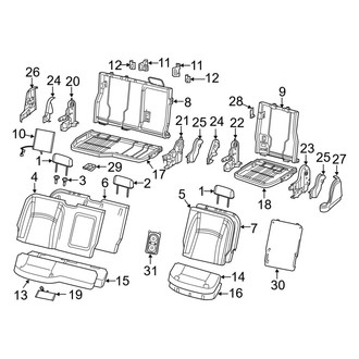 Ram OE - Seats & Tracks - Rear Seat Components (Split Bench Seat, W/O Console), (Big Horn / Laramie / Limited / Lone Star / Rebel / Tradesman Crew Cab)