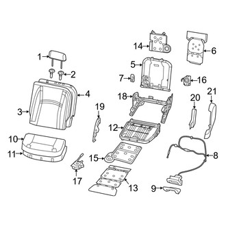 Ram OE - Seats & Tracks - Rear Seat Components (40% Side, Split-Bench Seat, With Console), (Big Horn / Laramie / Laramie Longhorn / Limited / Lone Star / Rebel / Special Service / Tradesman Crew Cab)