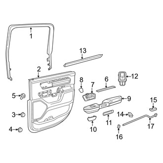 Ram OE - Rear Door - Interior Trim (Big Horn / Laramie / Laramie Longhorn / Limited / Lone Star / Rebel / Special Service / Tradesman Crew Cab)