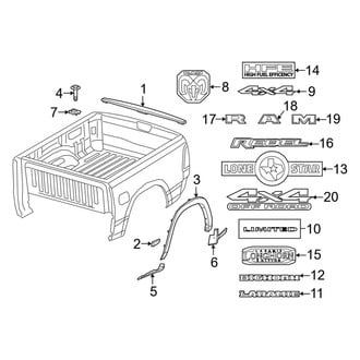 Ram OE - Pick Up Box - Exterior Trim (5.7' Bed, Trim & Emblems)