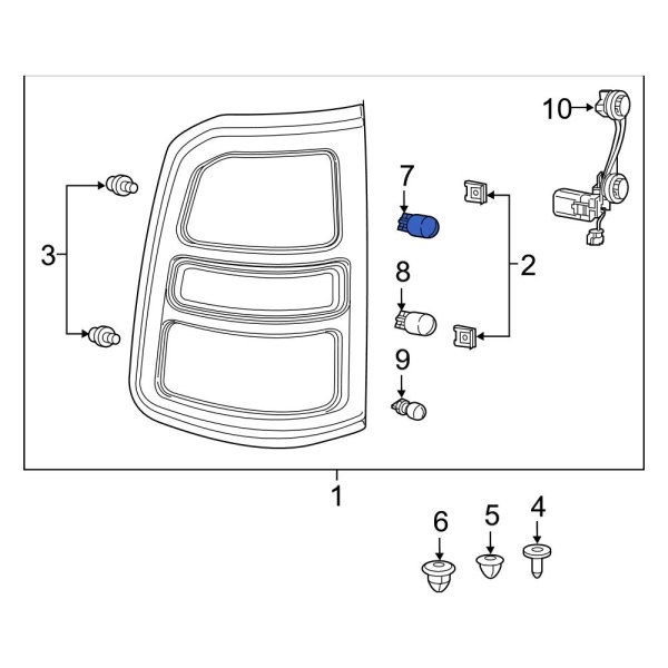 Ram OE L0PWY24WSV Rear Tail Light Bulb