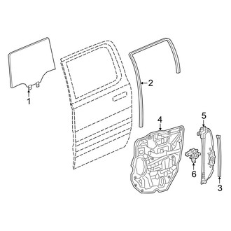 Ram OE - Rear Door - Glass & Hardware (Big Horn / Laramie / Limited / Limited Longhorn / Lone Star / Rebel / RHO / Special Service / Tradesman / Tungsten / Warlock Crew Cab)