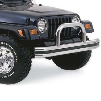 Rampage® - Double Full Width Polished Front Tubular Bumper with Hoop