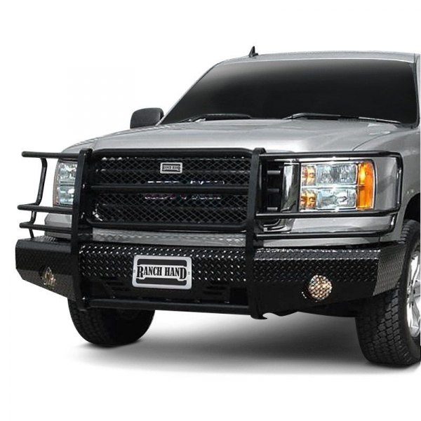 Ranch Hand® FSG08HBL1 - Summit Series Full Width Tough Black Powder Coated  Front HD Bumper with Full Grille Guard