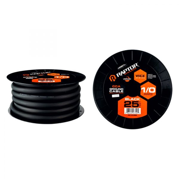 Raptor® - Vice Series 1/0 AWG Single 25' Black Stranded GPT Power Cable