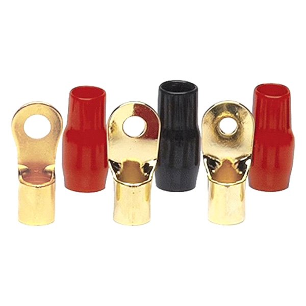 Raptor® - Mid Series 3/8" 4 Gauge Vinyl Insulated Gold Plated Red and Black Ring Terminals