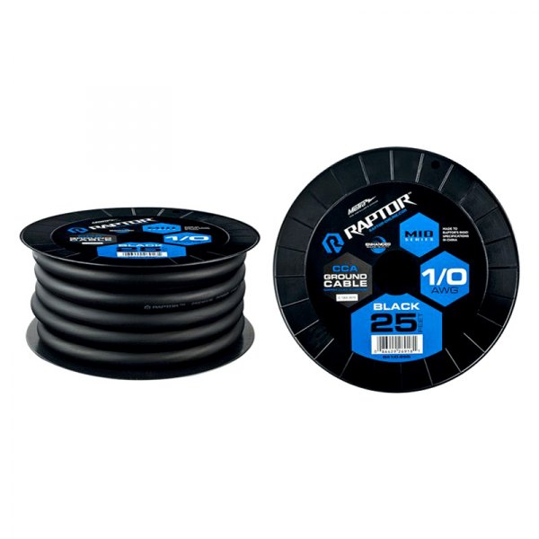Raptor® - Mid Series 1/0 AWG Single 25' Black Stranded GPT Power Cable
