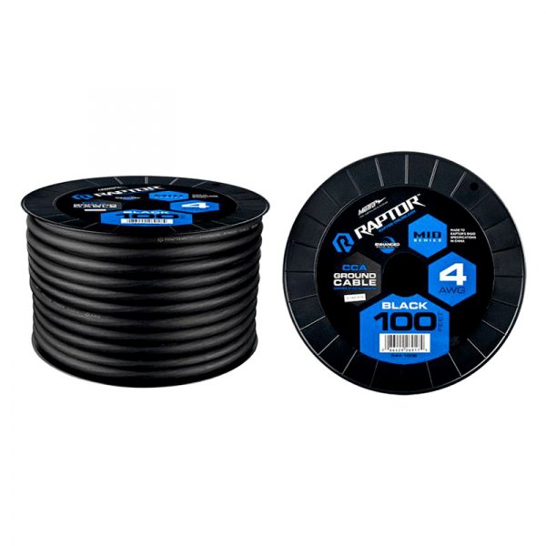 Raptor® - Mid Series 4 AWG Single 100' Black Stranded GPT Power Cable