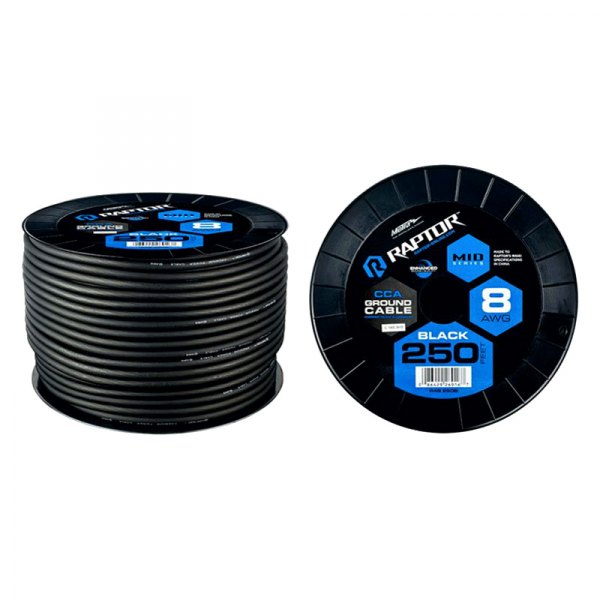 Raptor® - Mid Series 8 AWG Single 250' Black Stranded GPT Power Cable