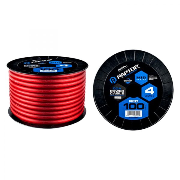 Raptor® - Mid Series 4 AWG Single 100' Red Stranded GPT Power Cable