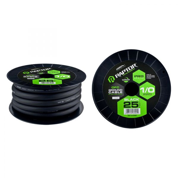 Raptor® - Pro Series 1/0 AWG Single 25' Black Stranded GPT Power Cable