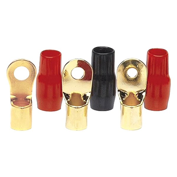 Raptor® - Mid Series 3/8" 8 Gauge Vinyl Insulated Gold Plated Red and Black Ring Terminals