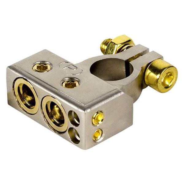 Raptor® - PRO Series Satin Nickel Plated 4-Position Positive Battery Terminal (2 x 0/1 AWG or 4 AWG, 2 x 8 AWG Out)