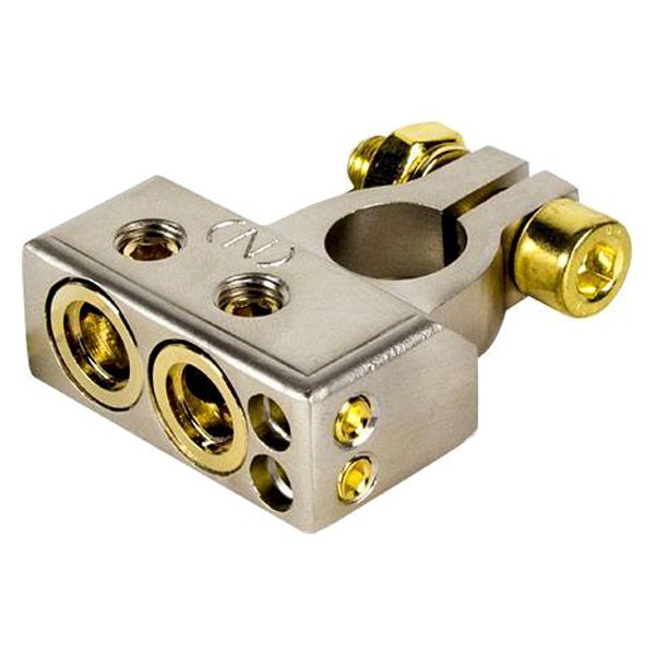 Raptor® - PRO Series Satin Nickel Plated 4-Position Negative Battery Terminal (2 x 0/1 AWG or 4 AWG, 2 x 8 AWG Out)