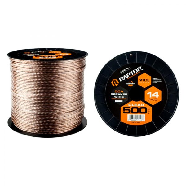 Raptor® - Vice Series 14 AWG 2-Way 500' Clear Stranded GPT Speaker Wire