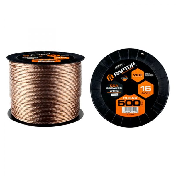 Raptor® - Vice Series 16 AWG 2-Way 500' Clear Stranded GPT Speaker Wire